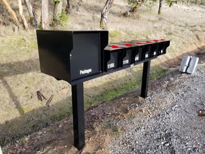 package box with other mailboxes
