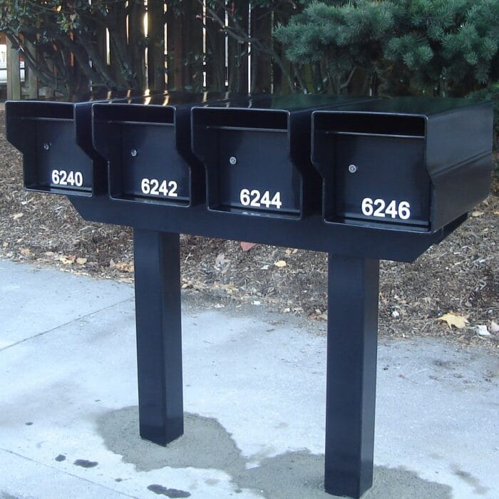 4 large black standard mailboxes