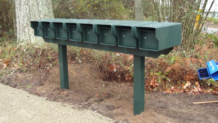 7 Large Standard mailboxes on rack