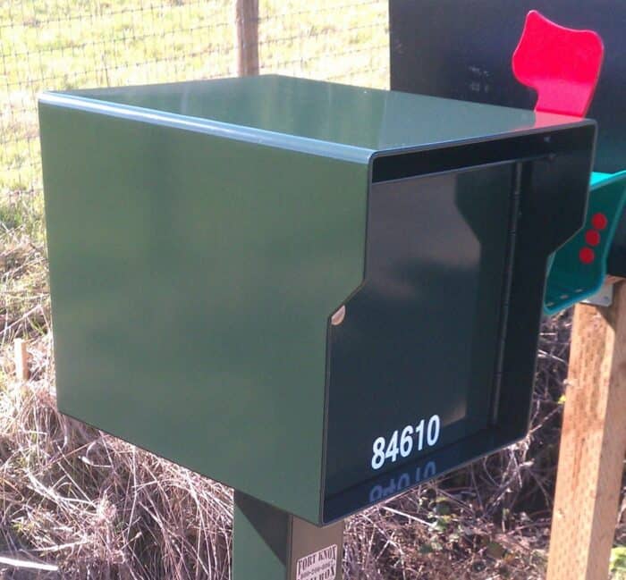 Green package mailbox