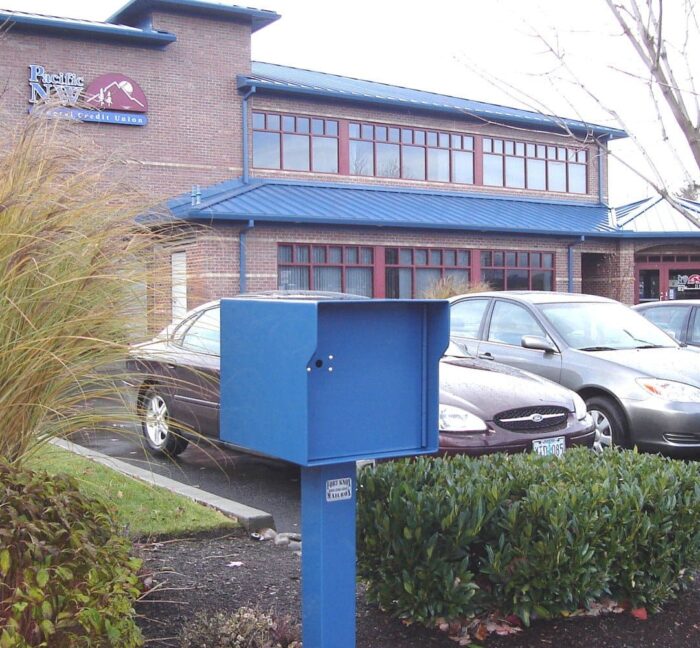 blue package mailbox